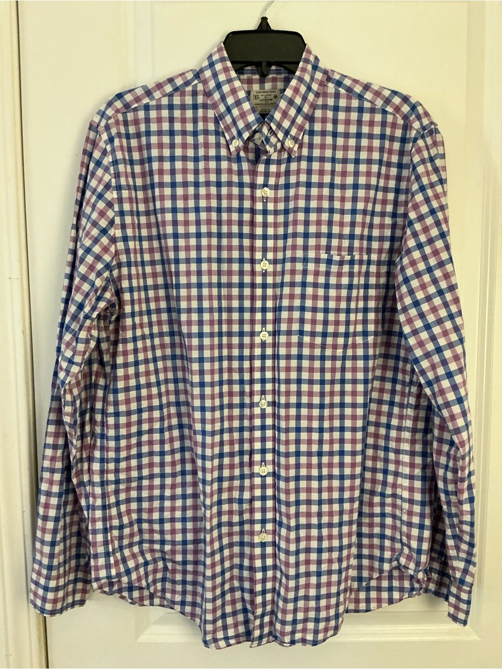 J.Crew Men's Lightweight Cotton Gingham Check Button Down Shirt Blue Purple M
